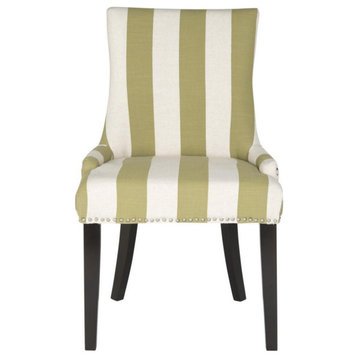 De De 19''h Awning Stripes Dining Chair Set of 2 Silver Nail Heads Sweet Pea Gre