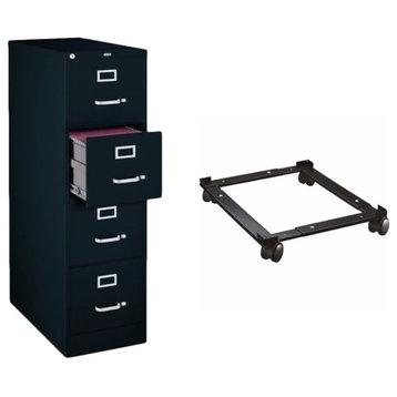 2 Piece Filing Cabinet and File Caddy Set in Black