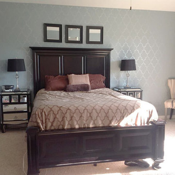 Blue Stenciled Bedroom