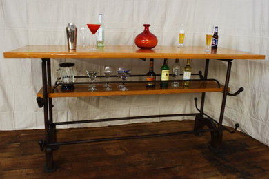 Reclaimed Wood Bar With Industrial Metal