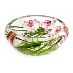 Purple/White Phalaenopsis Flower Bowl - Home Decor