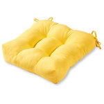 Greendale Home Fashions - Outdoor 20" Chair Cushion, Sunbeam Yellow - Enhance the look and feel of your patio furniture with this Greendale Home Fashions 20 inch outdoor dining cushion. This cushion fits most standard outdoor furniture, and comes with string ties to keep cushion firmly in place. Circle tacks create secure compartments which prevent cushion fill from shifting. Each cushion is overstuffed for lasting comfort and durability with a soft polyester fill made from 100% recycled, post-consumer plastic bottles, and covered with a UV resistant, 100% polyester outdoor fabric. This cushion is also water, stain, and mildew resistant. A variety of colors and prints are available to enhance your outdoor decor.