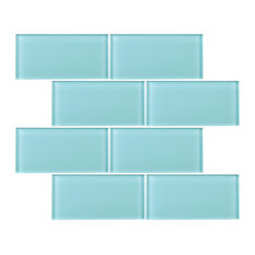 3"x6" Baker Glass Subway Tiles, Set of 8, Ocean Green