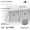 R3-1002-IVR Equal Double Bowl Composite Granite Sink, Pewter, Strainer and Flang