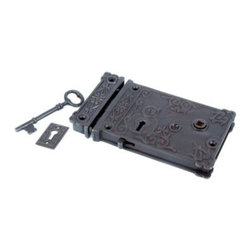 Restorers 4 1/2 Inch Backset Ornate Rim Lock - Door Locks