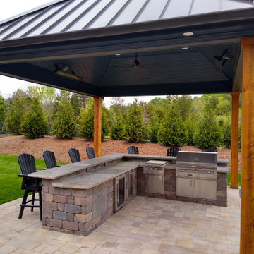 Roof Covering the Outdoor Kitchen in Franklin Tennessee Backyard Get-A-Way!