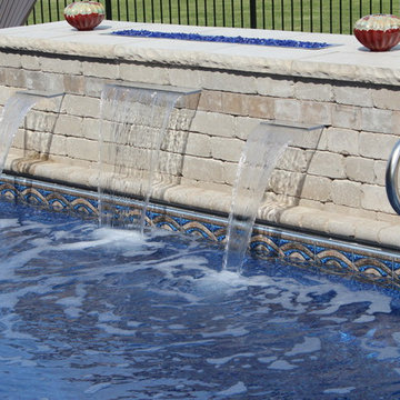 Rectangle Pool with Polymer Walls and a Vinyl Liner + Coverstar Automatic Cover