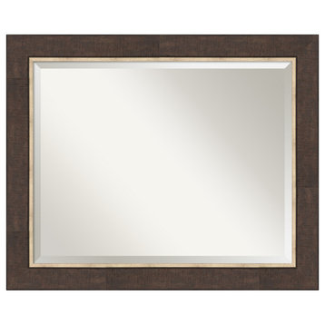 Lined Bronze Beveled Wall Mirror 33 x 27 in.
