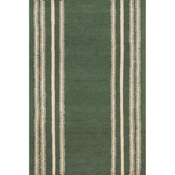 Arvin Olano Kari Striped Wool Area Rug, Green 10' x 14'