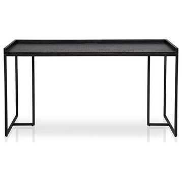 Furniture of America Timor Modern Wood Computer Desk with USB in Black
