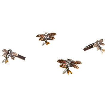 Jeweled Animal Design Napkin Rings, Set of 4, Dragonfly