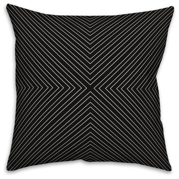 Black Modern Geo  18x18 Throw Pillow