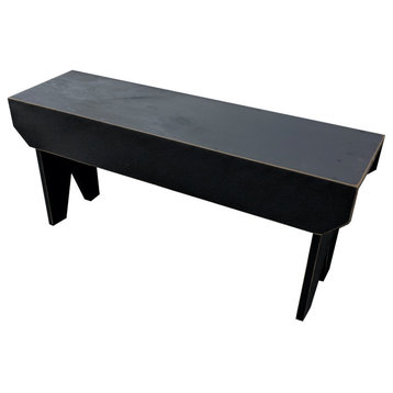 Simple Wood Bench, Old Black