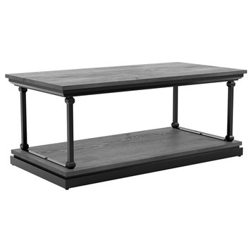 Bowery Hill Wood 1-Shelf Coffee Table in Antique Gray Finish