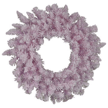 Flocked Cupcake Pink Artificial Spruce Christmas Wreath, Unlit, 48"