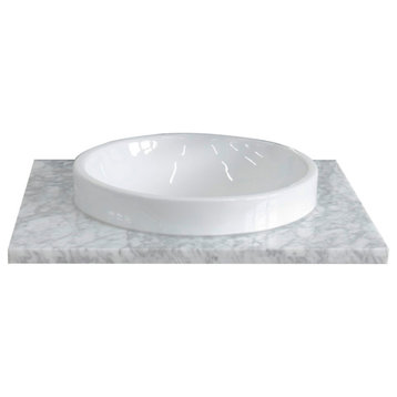 25" White Carrara Countertop and Single Round Sink