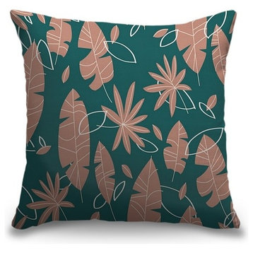 "Flat Palms Brown" Outdoor Pillow 16"x16"