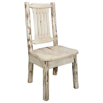 Montana Collection Side Chair, Clear Lacquer Finish With Ergonomic Wooden Seat