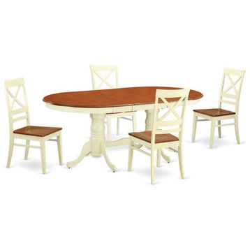 East West Furniture Plainville 5-piece Wood Dinette Set in Buttermilk/Cherry