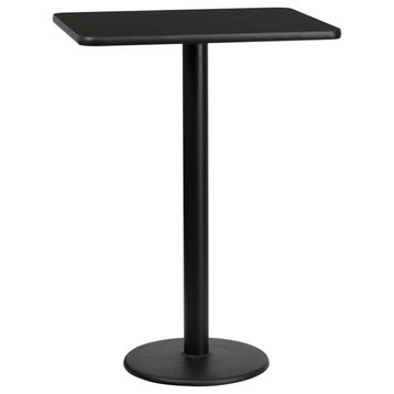 Flash 24'' x 30'' RectLaminate Table Top/18'' Round Bar Table Base, BK