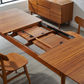 Erikka 110" Double-Leaves Extension Dining Table in Amber