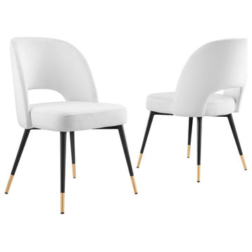Rouse Performance Velvet Dining Side Chairs Set of 2, White
