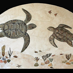 Shower Wall Turtle Reef Carved Tile Mural - Products
