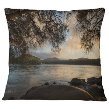 Sunrise from Hawsbury River Seashore Throw Pillow, 16"x16"