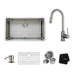 Kraus KHU100-32-KPF1622-KSD30SN 32 inch Undermount Single Bowl Stainless Steel K - Kitchen Sinks