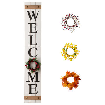 60"H Patriotic Wooden "WELCOME" Porch Sign With Wreath