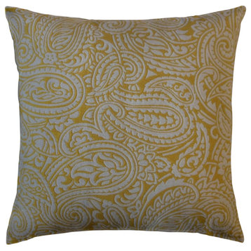 The Pillow Collection Yellow Juergens Throw Pillow Cover, 20"x20"