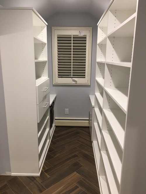 New wet room with faux wood bench