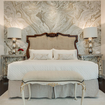 Colosseo Marble Bookmatch Feature Wall in Master Bedroom