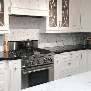 White Kitchen Carrara Backsplash