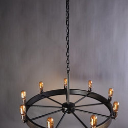 Horseless Carriage Wheel, 48", offset spokes - Chandeliers