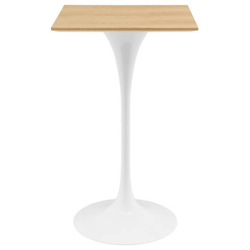 28" Bar Table, Square, Natural Brown White, Metal, Modern, Hospitality