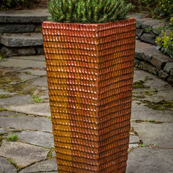 Tall Square Dimple Planter - Outdoor Decor
