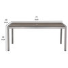 Benzara BM287765 Fifi 71" Outdoor Dining Table, Silver Aluminum Frame
