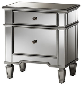 Sussie Hollywood Regency Glamour Style Mirrored 2-Drawer Nightstand