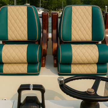 Dual captain’s helm seats reupholstery Windermere