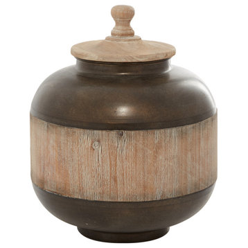Rustic Brown Metal Decorative Jars 43444