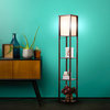 Brightech Maxwell - Modern LED Shelf Floor Lamp - Skinny End Table & Nightstand,