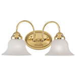 Livex Lighting - Edgemont Bath Light, Polished Brass - This two light bath vanity from the Edgemont collection is a fine and handsome fixture that features white alabaster glass. Edgemont is comprised of traditional iron forms in a polished brass finish.
