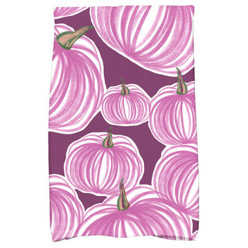 Pumpkins-A-Plenty Holiday Geometric Print Kitchen Towel, Purple