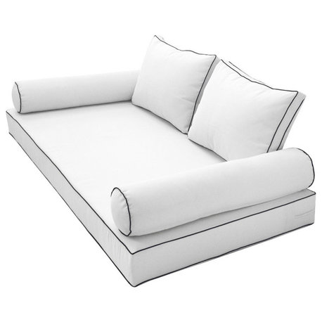 S1 Twin Size 5PC ContrastPipe Daybed Mattress Cushion Bolster Complete Set AD106
