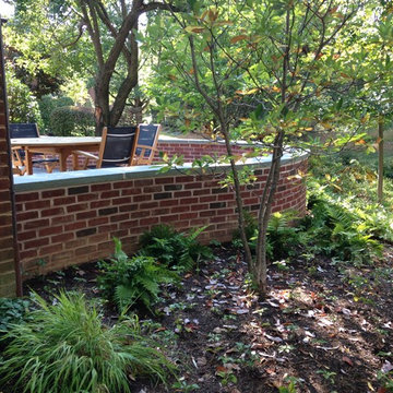 sitting wall mates up well with house, looks like it was always there