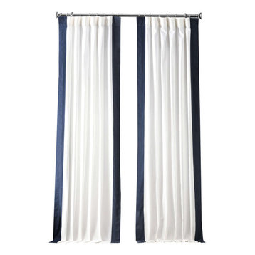 Vertical Colorblock Panama Single Panel Curtain, Polo Navy, 50"x108"