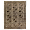 Antique Handmade Persian Turkmen Wool Rug With Geometric Motif, Light Brown