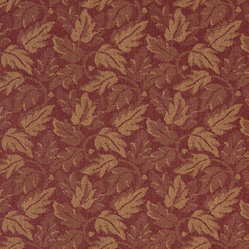 Dark Red And Gold Leaf Floral Heavy Duty Crypton Fabric By The Yard