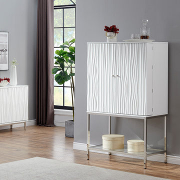 Mirabelle White Coastal 2 Door Wine Bar Cabinet